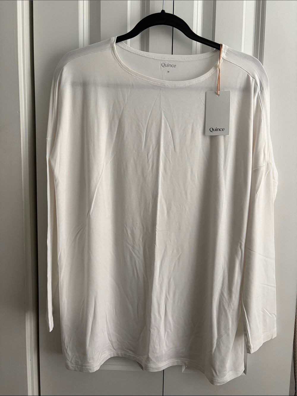Quince Relaxed Long Sleeve Crewneck Top - White